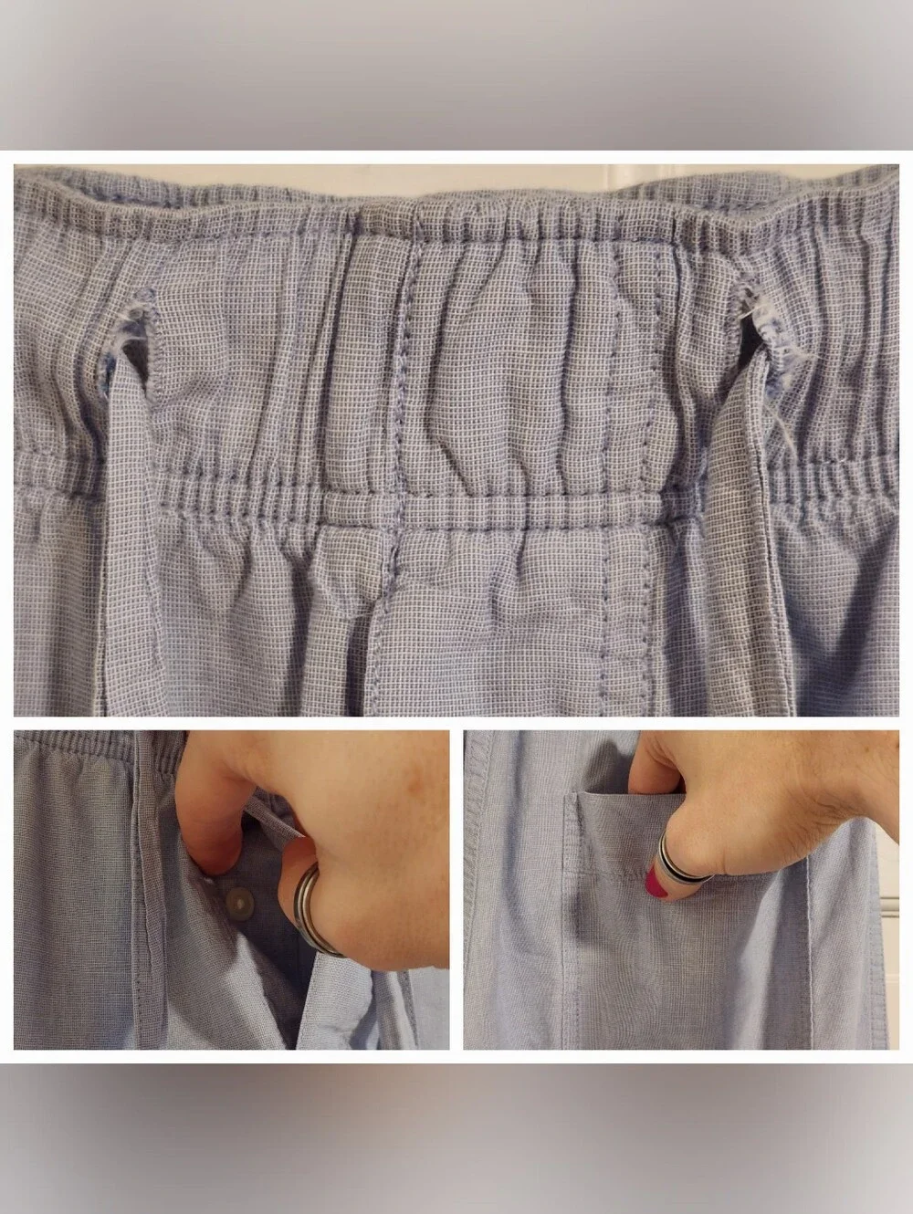 💙Banana Republic💙 - Blue Two-Piece Cotton Pajama PJ Lounge Set w/Navy Piping